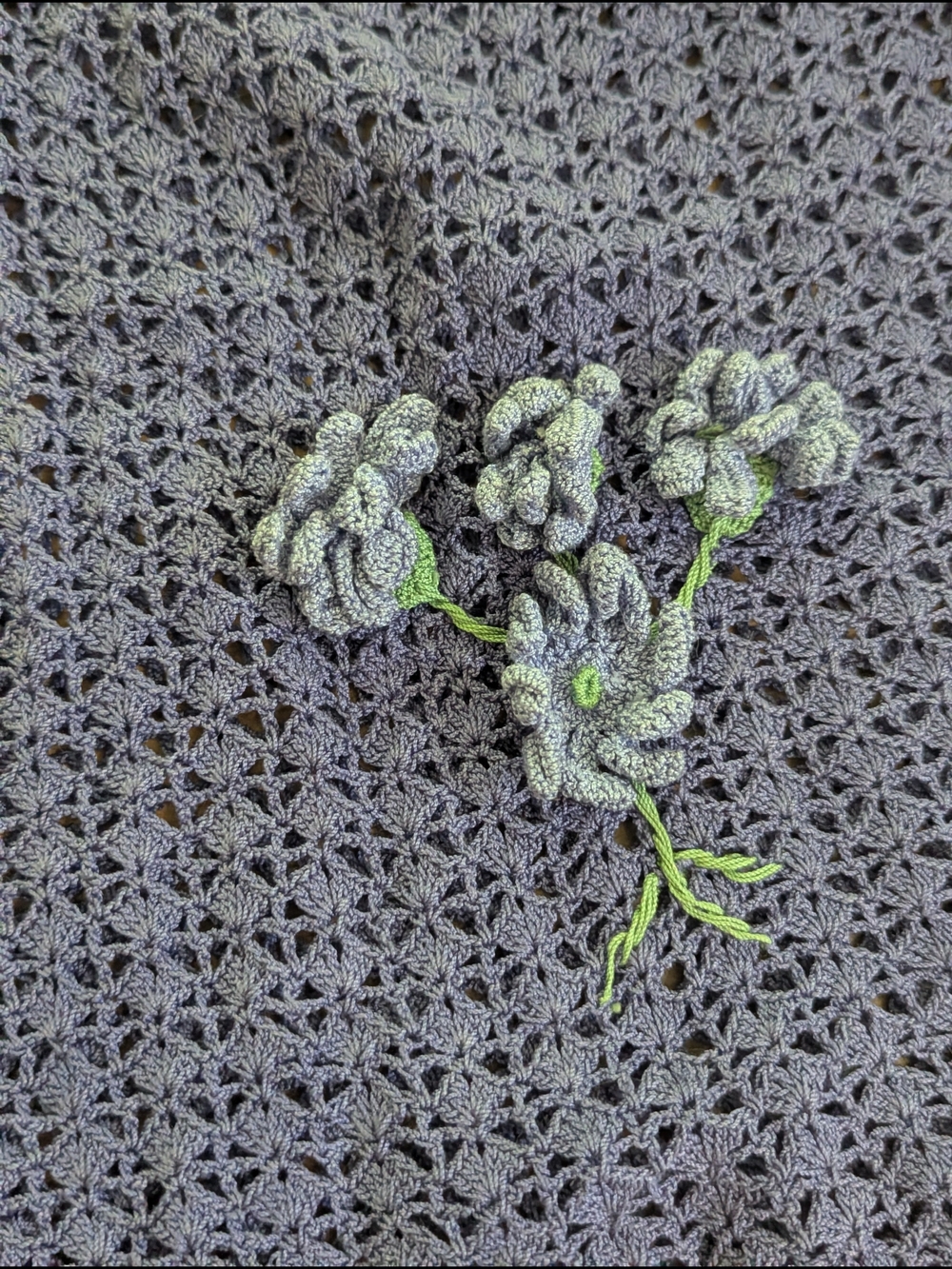 April Cornell Cardigan Sweater Vtg Size L Crochet Cotton Purple Flower Granny - Picture 3 of 6
